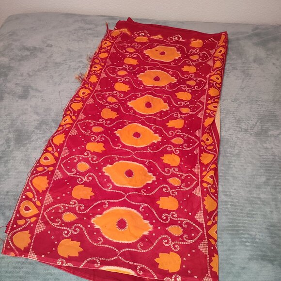 Fire Saree Sari Long Traditional 16 Feet Long Wrap Ethnic India Outfit Vintage - Picture 11 of 12